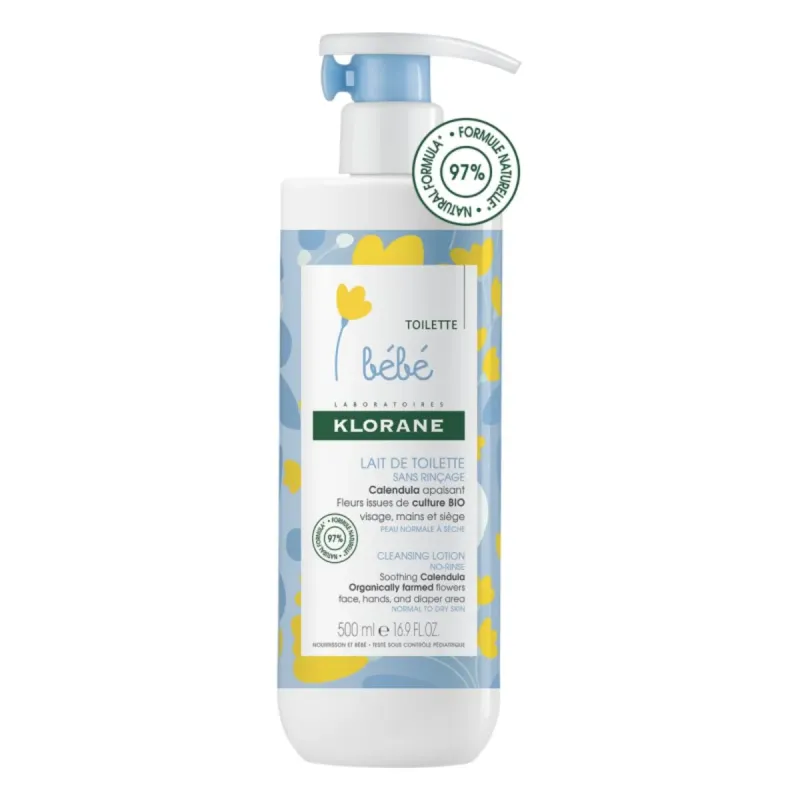 Klorane Bébé Lait de Toilette Sans Rinçage 500 ml