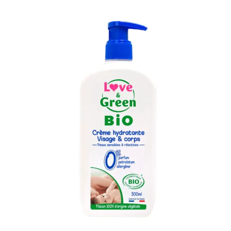 Love & Green Bio Crème Hydratante Visage & Corps 500 ml Love & Green Bio Crème Hydratante Visage & Corps 500 ml