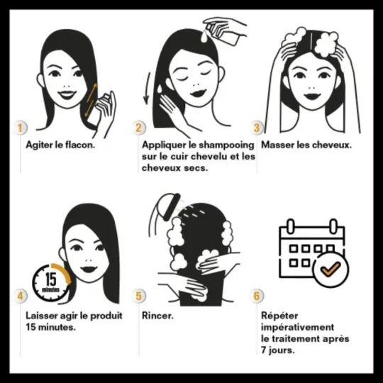 Pouxit SHAMPOO PARFUM ABRICOT application Pouxit SHAMPOO PARFUM ABRICOT application