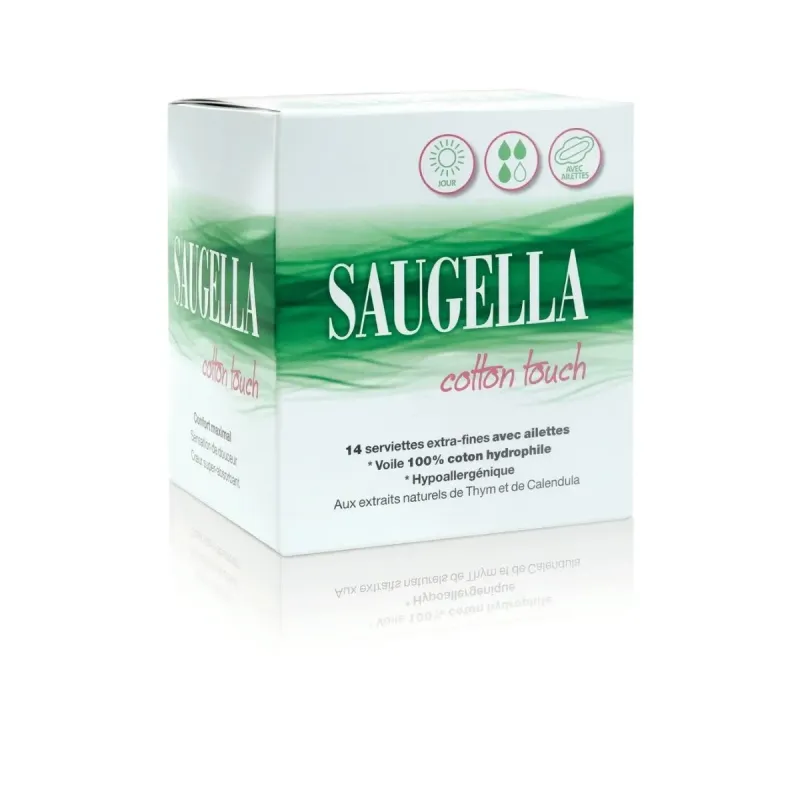 Saugella Cotton Touch Serviettes extra-fines avec ailettes jour Saugella Cotton Touch Serviettes extra-fines avec ailettes jour