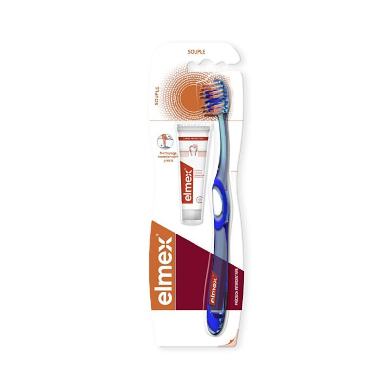 Elmex Interdentaire Brosse à Dents Souple+ mini dentifrice OFFERT
