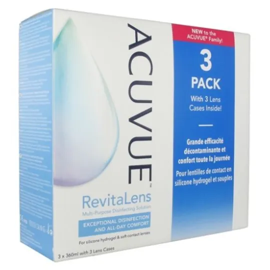 Acuvue Revitalens 3X360ml + 3 Etuis Lentilles Acuvue Revitalens 3X360ml + 3 Etuis Lentilles