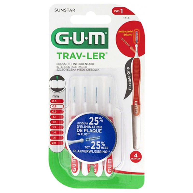 Gum Trav-Ler Brossettes Interdentaires 1314 0.8mm Gum Trav-Ler Brossettes Interdentaires 1314 0.8mm