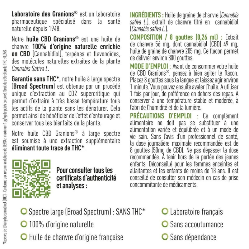 Granions CBD Huile 20% Spectre Large