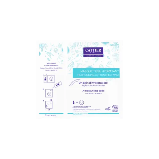 Cattier Masque Tissu Bio + Lotion Hydratante Bio 20ml