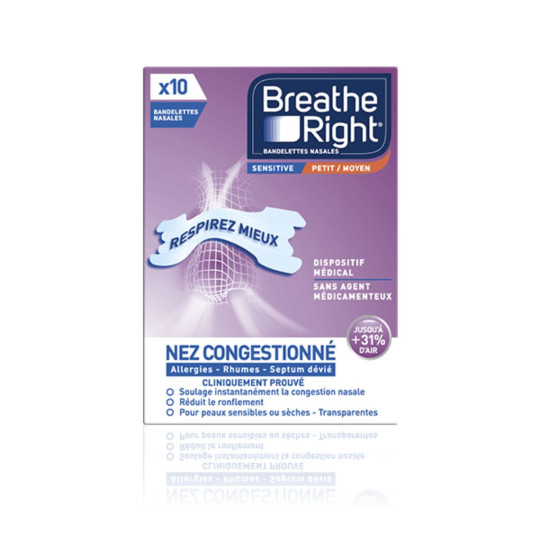Breathe Right Bandelettes Nasales Sensitive x10 Breathe Right Bandelettes Nasales Sensitive x10