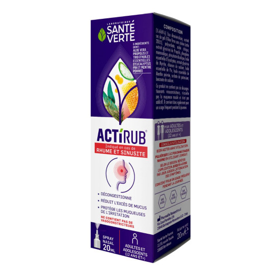 Santé Verte Actirub Spray Nasal Rhume et Sinusite 20ml Santé Verte Actirub Spray Nasal Rhume et Sinusite 20ml