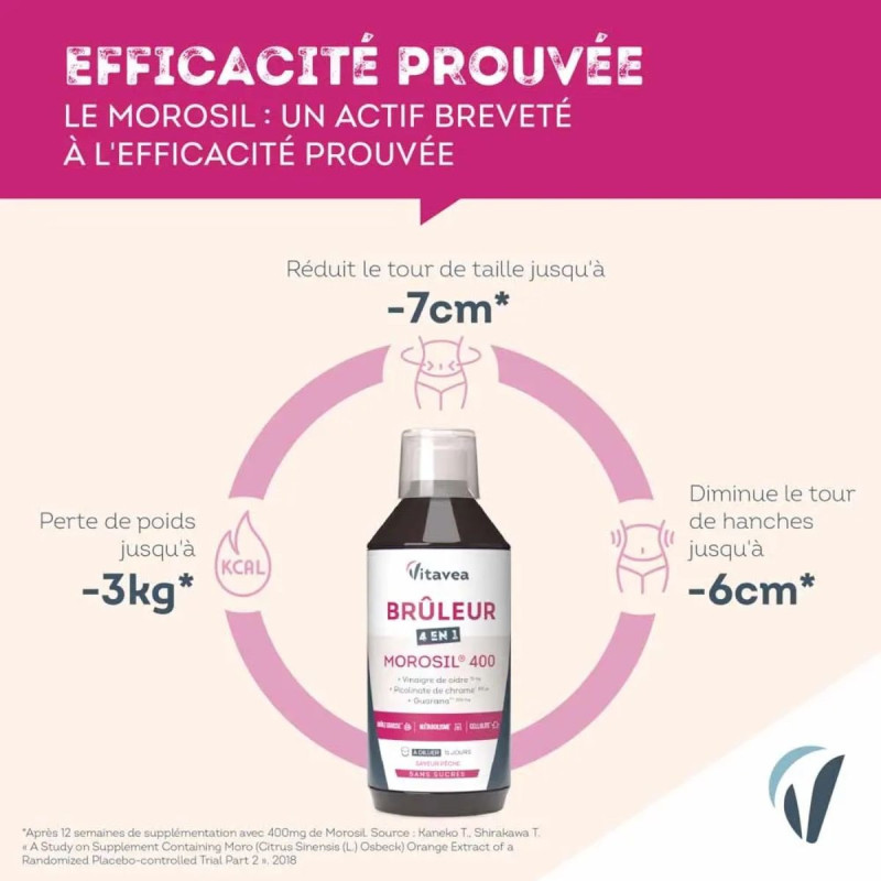 Vitavea Brûleur 4 en 1 Morosil Brûle Graisse Cellulite Métabolisme Saveur pêche