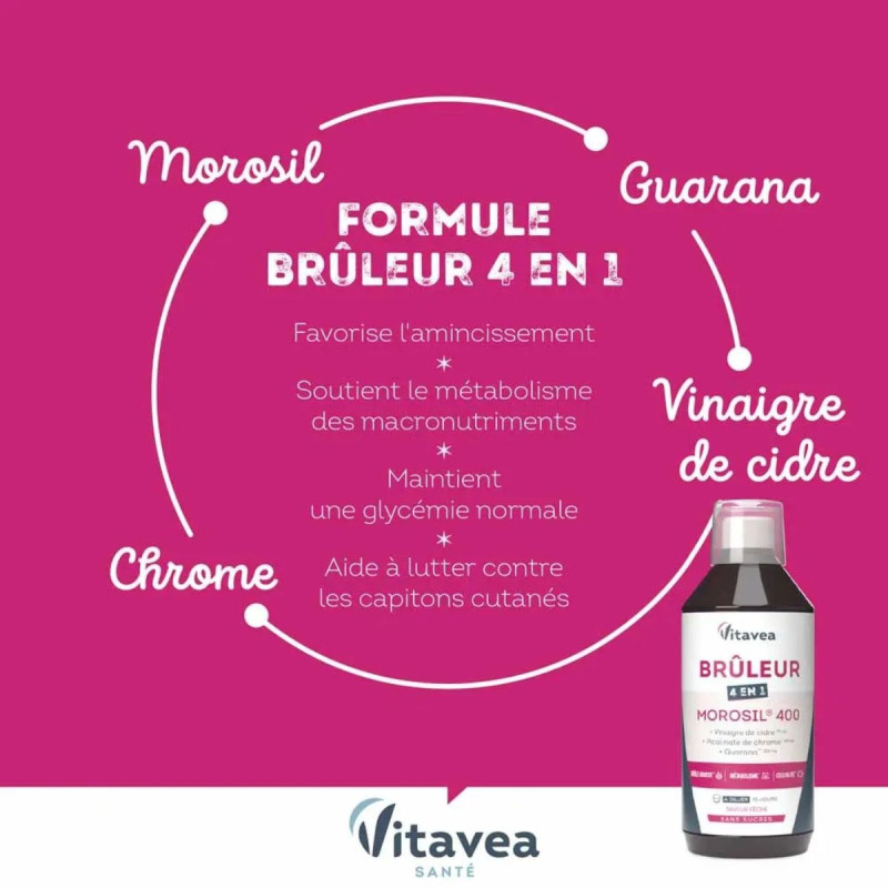 Vitavea Brûleur 4 en 1 Morosil Brûle Graisse Cellulite Métabolisme Saveur pêche