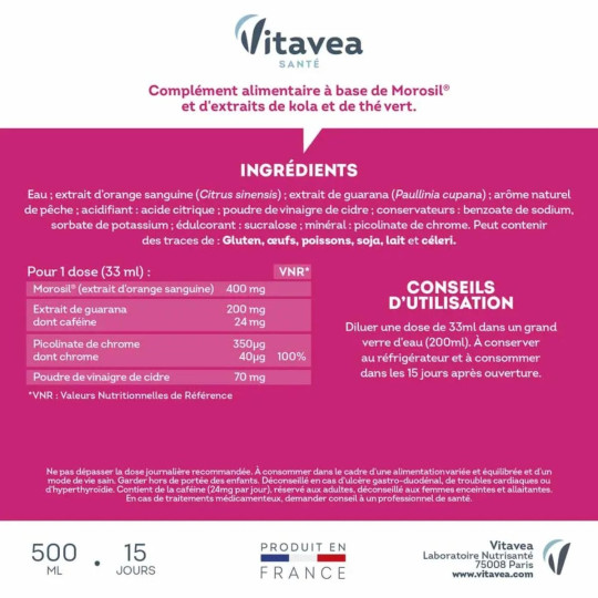 Vitavea Brûleur 4 en 1 Morosil Brûle Graisse Cellulite Métabolisme Saveur pêche