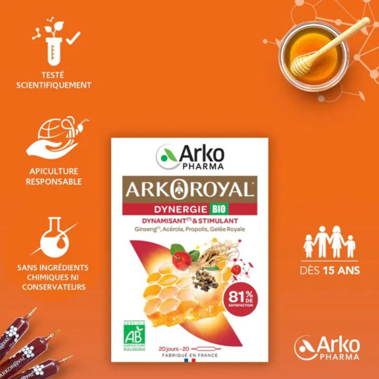 Arkopharma Arkoroyal Dynergie Bio Dynamisant et Stimulant
