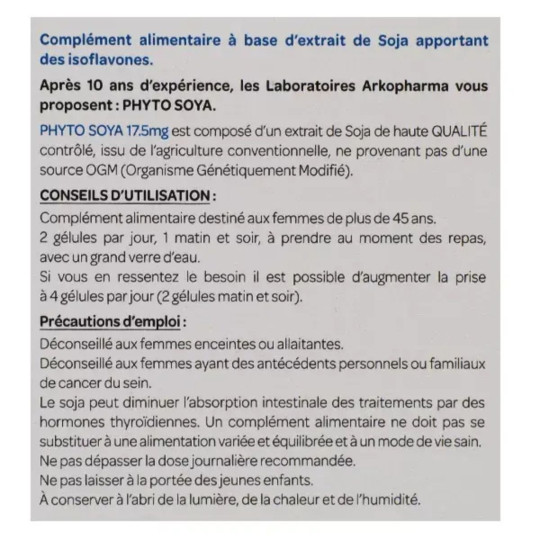 Arkopharma Phyto Soya Isoflavones de Soja Arkopharma Phyto Soya Isoflavones de Soja