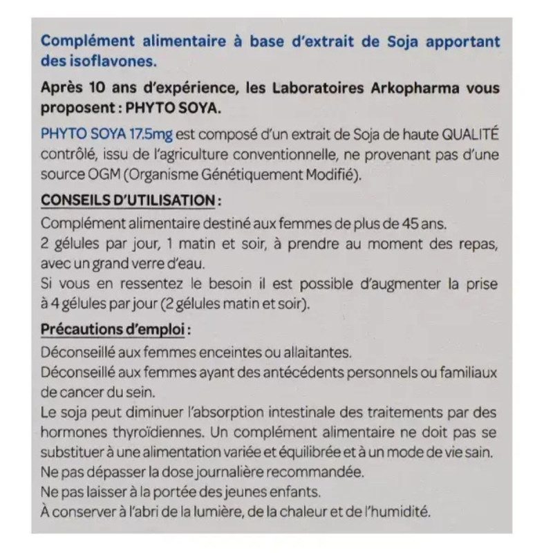 Arkopharma Phyto Soya Isoflavones de Soja Arkopharma Phyto Soya Isoflavones de Soja