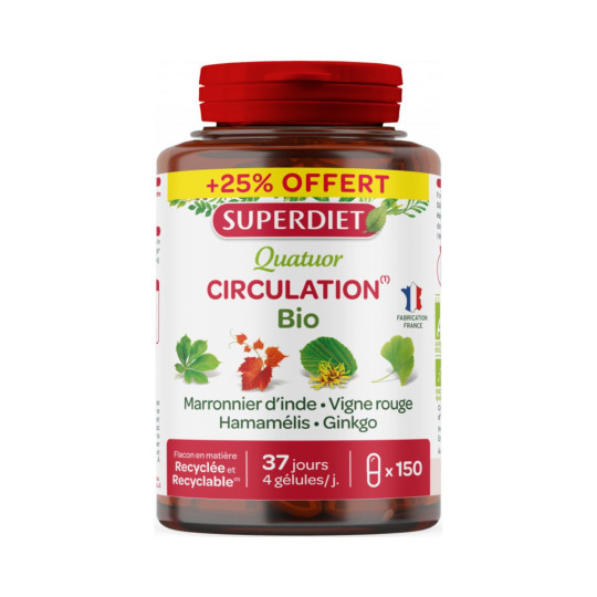 SuperDiet Quatuor Circulation Bio Vegan 150 gélules dont 25% OFFERT