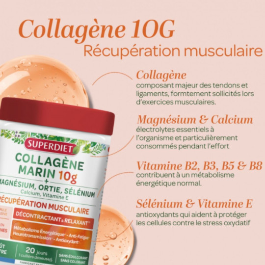 Superdiet Collagène Marin 10g Récupération Musculaire Superdiet Collagène Marin 10g Récupération Musculaire