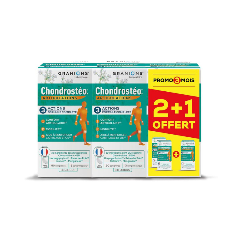 Chondrostéo Articulations 180 comprimés dont 90 OFFERTS Chondrostéo Articulations 180 comprimés dont 90 OFFERTS