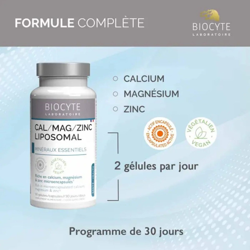 Biocyte Cal/Mag/Zinc Liposomal Minéraux Essentiels Biocyte Cal/Mag/Zinc Liposomal Minéraux Essentiels