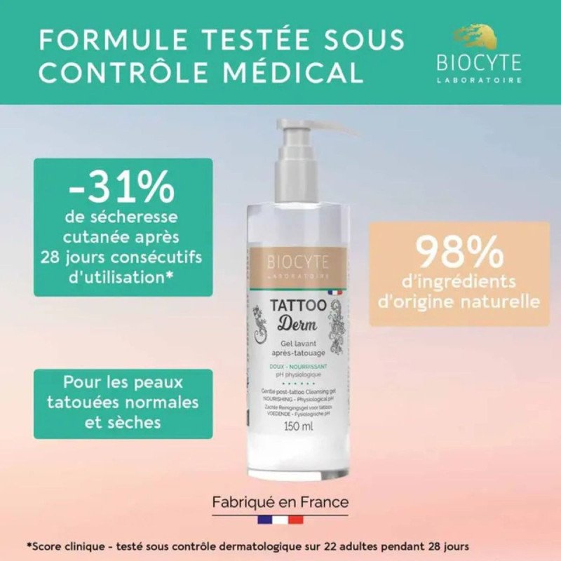 Biocyte Tattoo Derm Gel lavant après tatouage Biocyte Tattoo Derm Gel lavant après tatouage