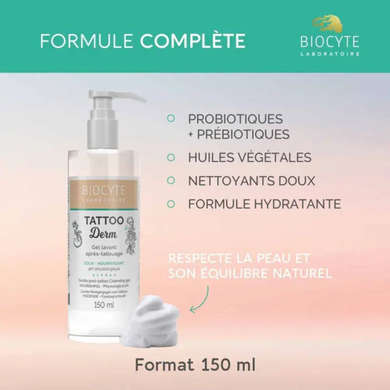 Biocyte Tattoo Derm Gel lavant après tatouage Biocyte Tattoo Derm Gel lavant après tatouage