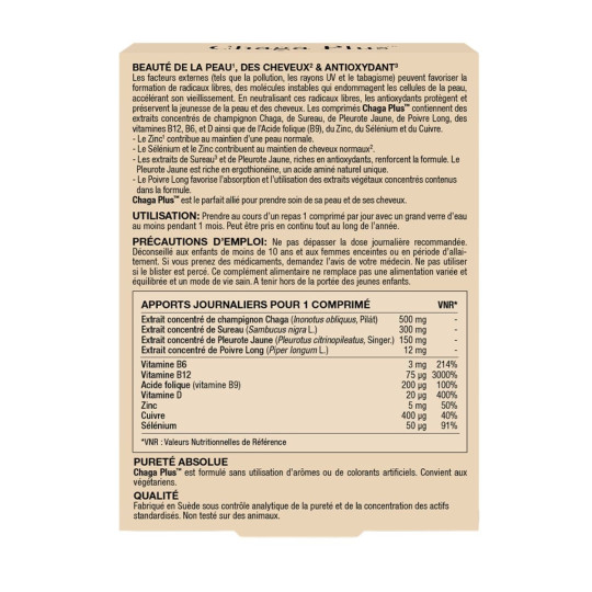Chaga Plus New Nordic – Complément Beauté Peau & Cheveux | Antioxydant