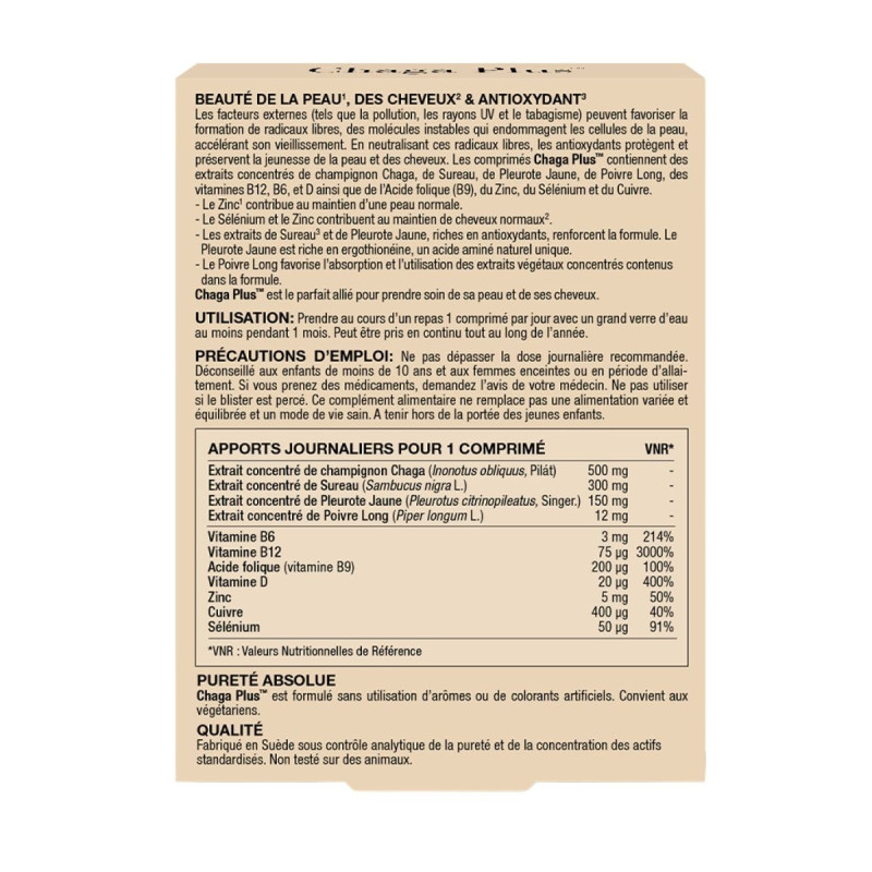 Chaga Plus New Nordic – Complément Beauté Peau & Cheveux | Antioxydant