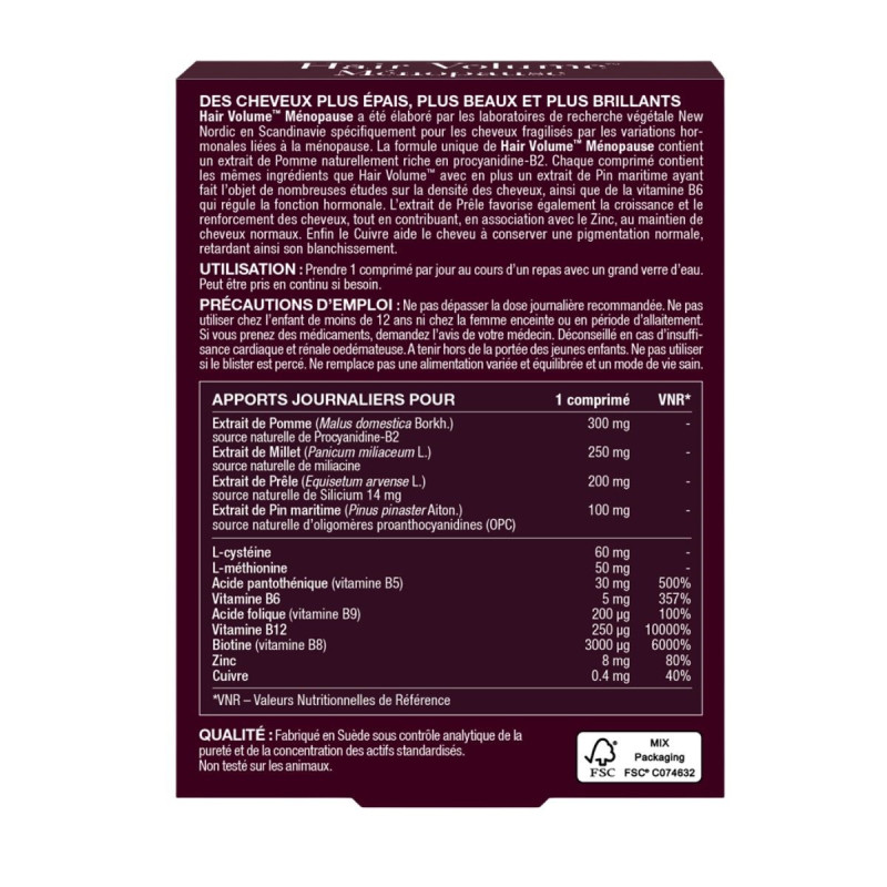 New Nordic Hair Volume Ménopause – Force et volume des cheveux