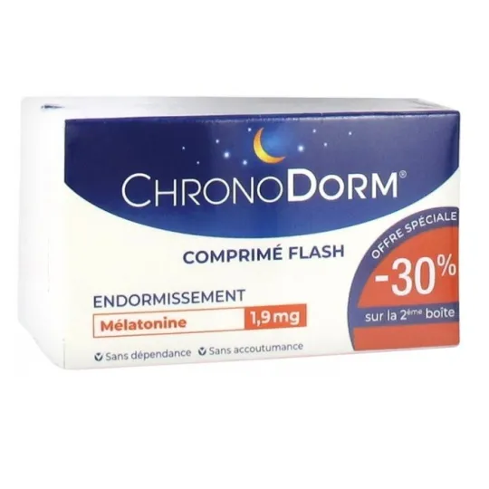 Chronodorm Mélatonine 1.9mg 2X30 comprimés Chronodorm Mélatonine 1.9mg 2X30 comprimés