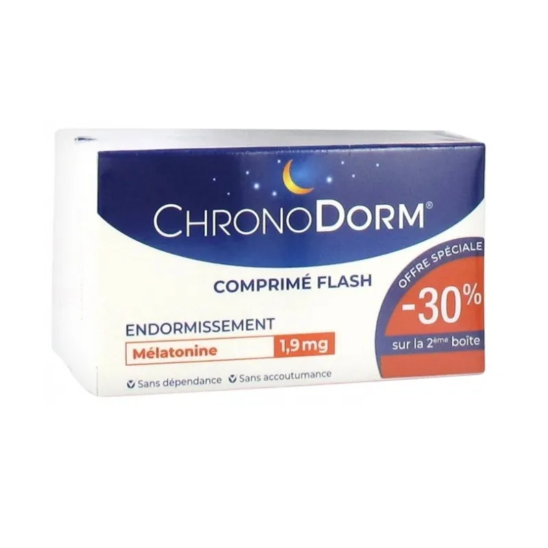Chronodorm Mélatonine 1.9mg 2X30 comprimés Chronodorm Mélatonine 1.9mg 2X30 comprimés