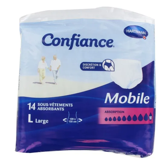 Confiance Mobile 14 Sous Vêtements Absorbants Absorption 10 - taille L Confiance Mobile 14 Sous Vêtements Absorbants Absorption 10 - taille L