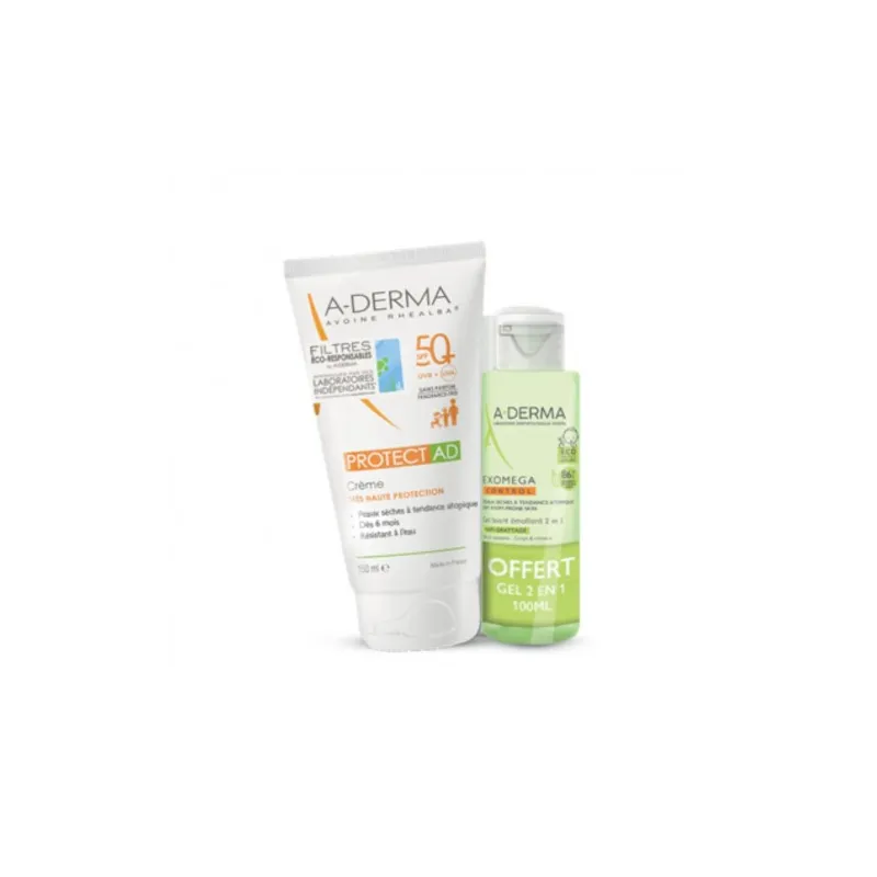 A-Derma Protect AD SPF50+ Crème 150ml + Gel Lavant Exomega control 100ml OFFERT
