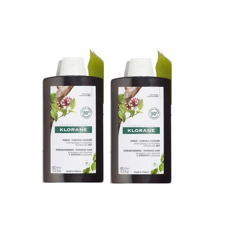 Klorane Quinine & Edelweiss Bio Shampooing Fortifiant & Stimulant 2X400ml
