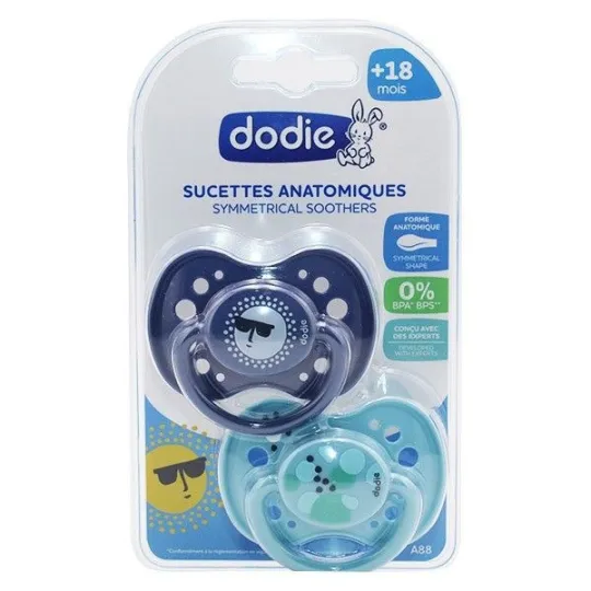 Dodie 2 Sucettes Anatomiques +18mois Sunny -Soleil et eau