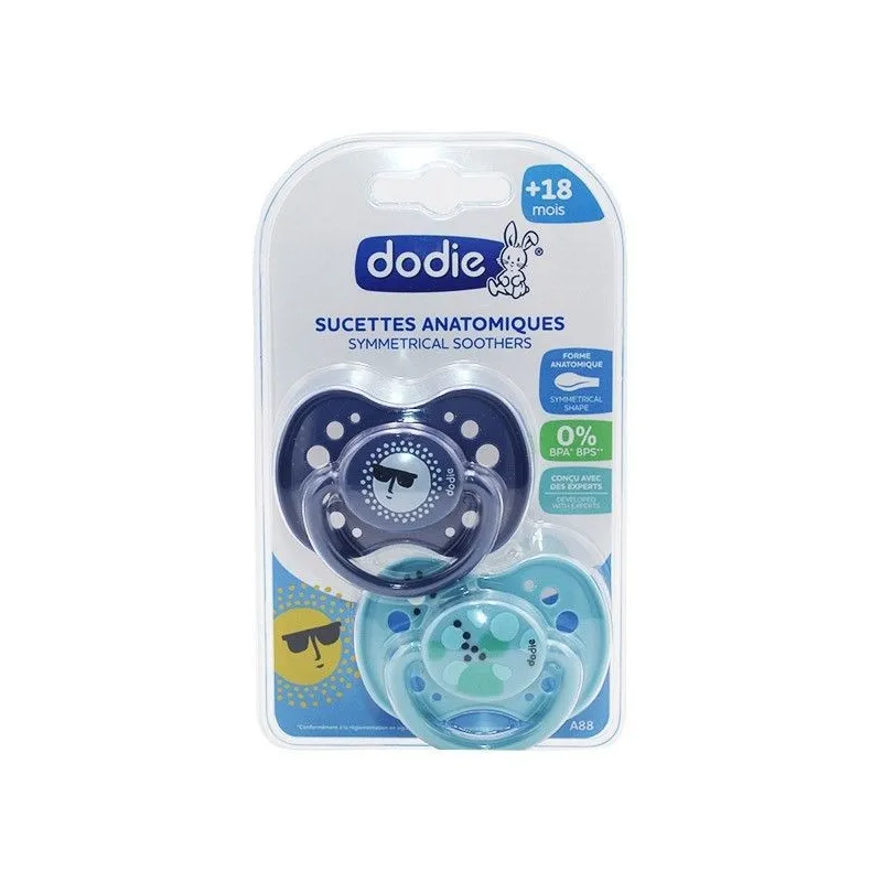 Dodie 2 Sucettes Anatomiques +18mois Sunny -Soleil et eau