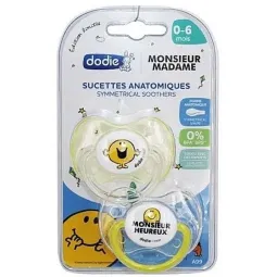 Dodie 2 Sucettes Anatomiques 0-6mois Monsieur Heureux