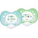Dodie 2 Sucettes Anatomiques Silicone +18mois Papa chéri