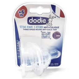 Dodie 2 Tétines Rondes 3 Vitesses Anti-Colique Débit Rapide + 6 Mois