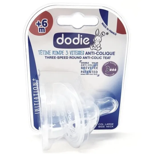 Dodie 2 Tétines Rondes 3 Vitesses Anti-Colique Débit Rapide + 6 Mois Dodie 2 Tétines Rondes 3 Vitesses Anti-Colique Débit Rapide + 6 Mois