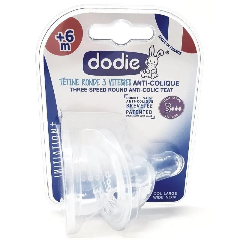 Dodie 2 Tétines Rondes 3 Vitesses Anti-Colique Débit Rapide + 6 Mois Dodie 2 Tétines Rondes 3 Vitesses Anti-Colique Débit Rapide + 6 Mois