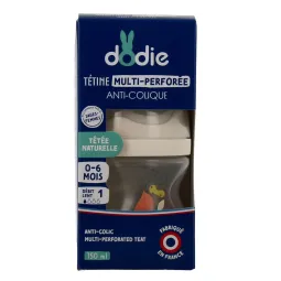 Dodie Biberon Anti-colique Tétine Multi-perforée 0-6 mois Terra Cota 150ml
