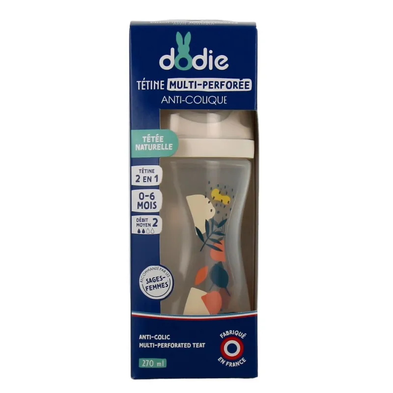 Dodie Biberon Anti-colique Tétine Multi-perforée 0-6 mois Terra Cota 270ml