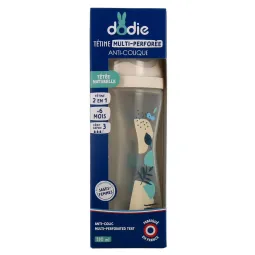 Dodie Biberon Anti-colique Tétine Multi-perforée 6-12 mois Bleu 330ml