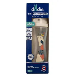 Dodie Biberon Anti-colique Tétine Multi-perforée 6-12 mois Terra 330ml