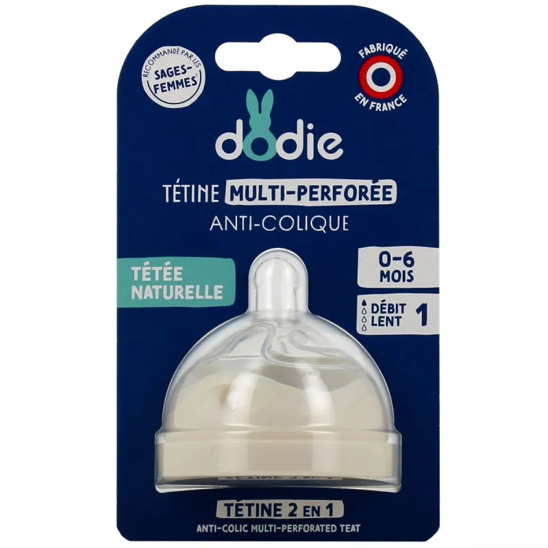 Dodie Tétine Multi-perforée Anti-colique 0-6 mois Débit Lent Dodie Tétine Multi-perforée Anti-colique 0-6 mois Débit Lent