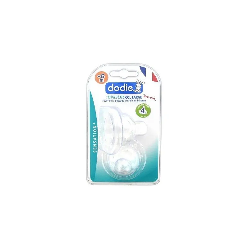 Dodie Tétine Plate Col Large Silicone Liquide Epais 2ème âge Lot de 2