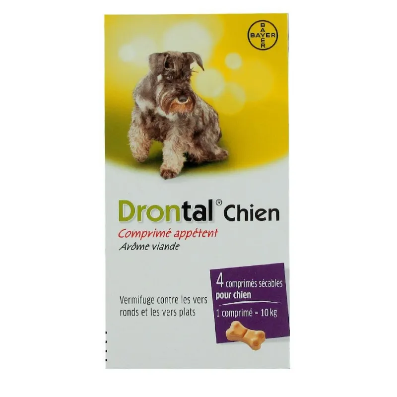 Drontal Chien 4 Comprimés Vermifuges Arôme Viande