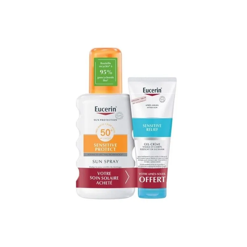 Eucerin Sensitive Protect Sun Spray SPF50+ 200ml + Sensitive Relief After Sun 50ml OFFERT Eucerin Sensitive Protect Sun Spray SPF50+ 200ml + Sensitive Relief After Sun 50ml OFFERT