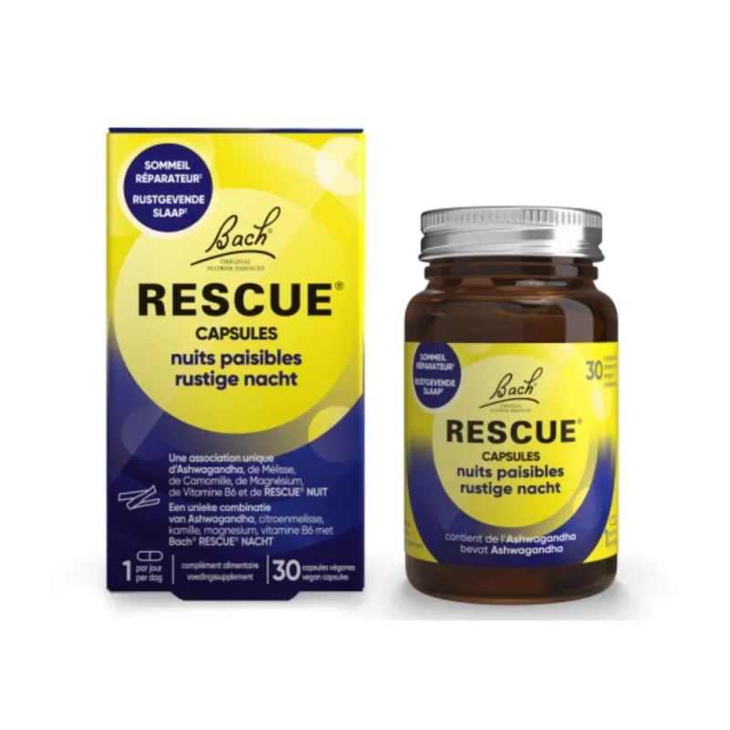 Fleurs de Bach Rescue Capsules Nuits Paisibles Vegan 30 Capsules