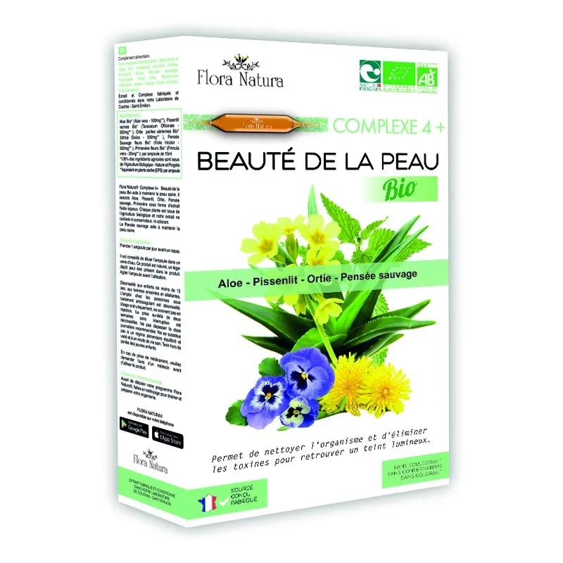 Flora Natura Beauté De La Peau Complexe 4+ Bio 20 Ampoules de 15ml Flora Natura Beauté De La Peau Complexe 4+ Bio 20 Ampoules de 15ml