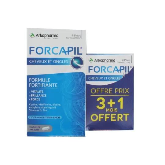 Forcapil Cheveux et Ongles Cure 3 mois + 1 mois OFFERT