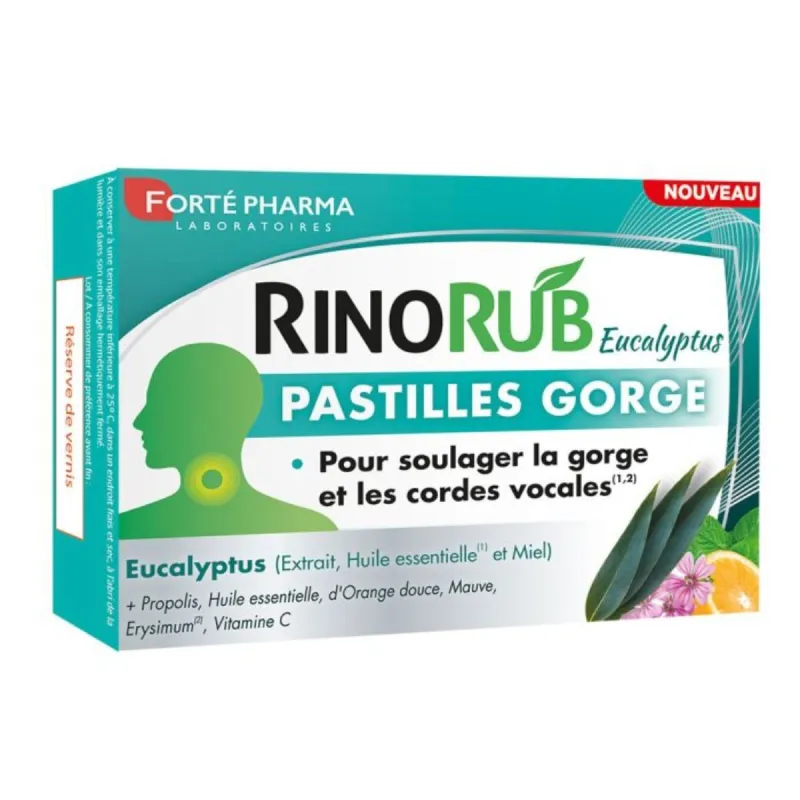 Forté Pharma Rinorub 20 Pastilles Gorges Eucalyptus Forté Pharma Rinorub 20 Pastilles Gorges Eucalyptus